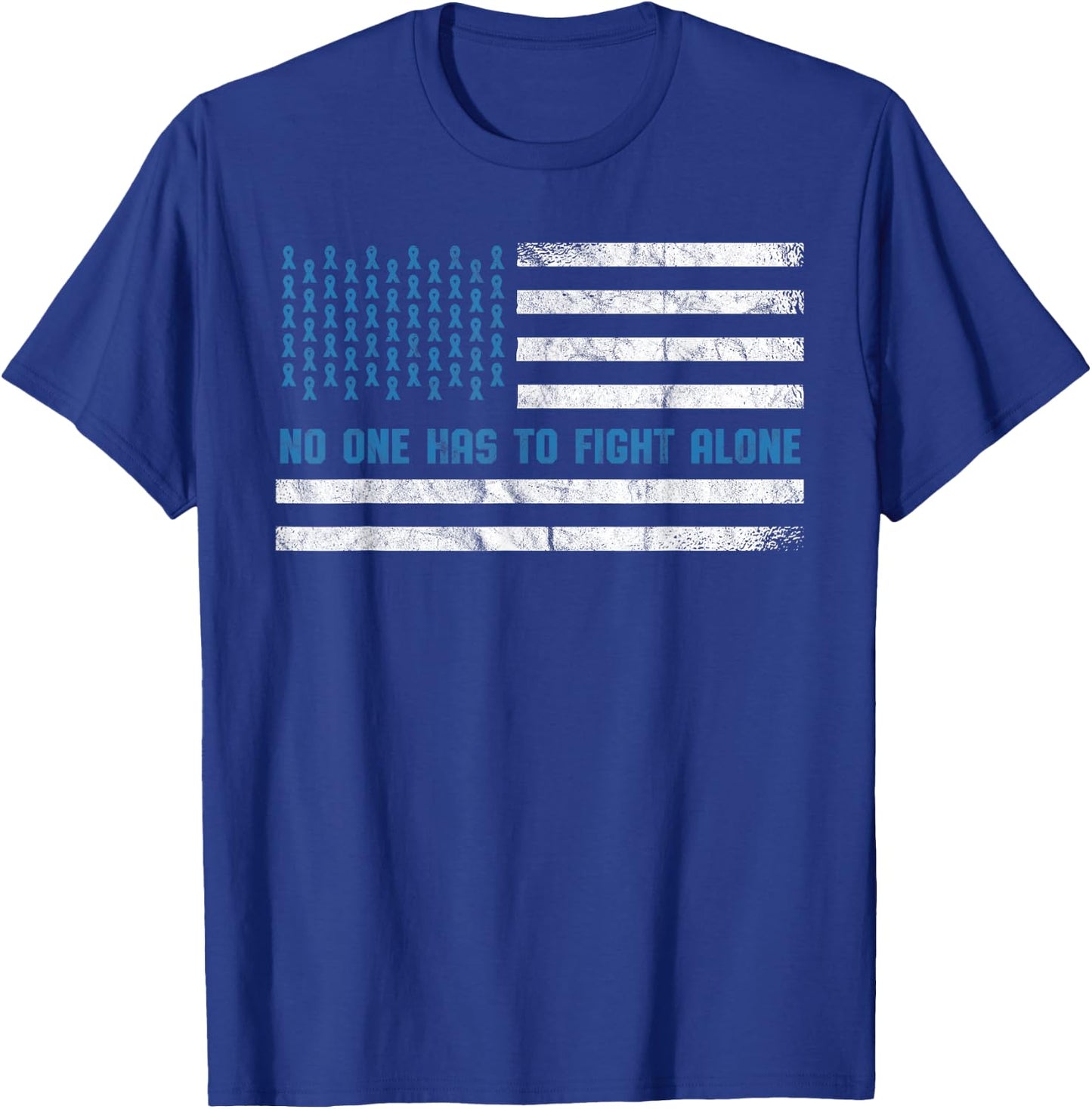 Diabetes Awareness No One Has To Fight Alone American Flag T-Shirt - T-Shirt | Royal