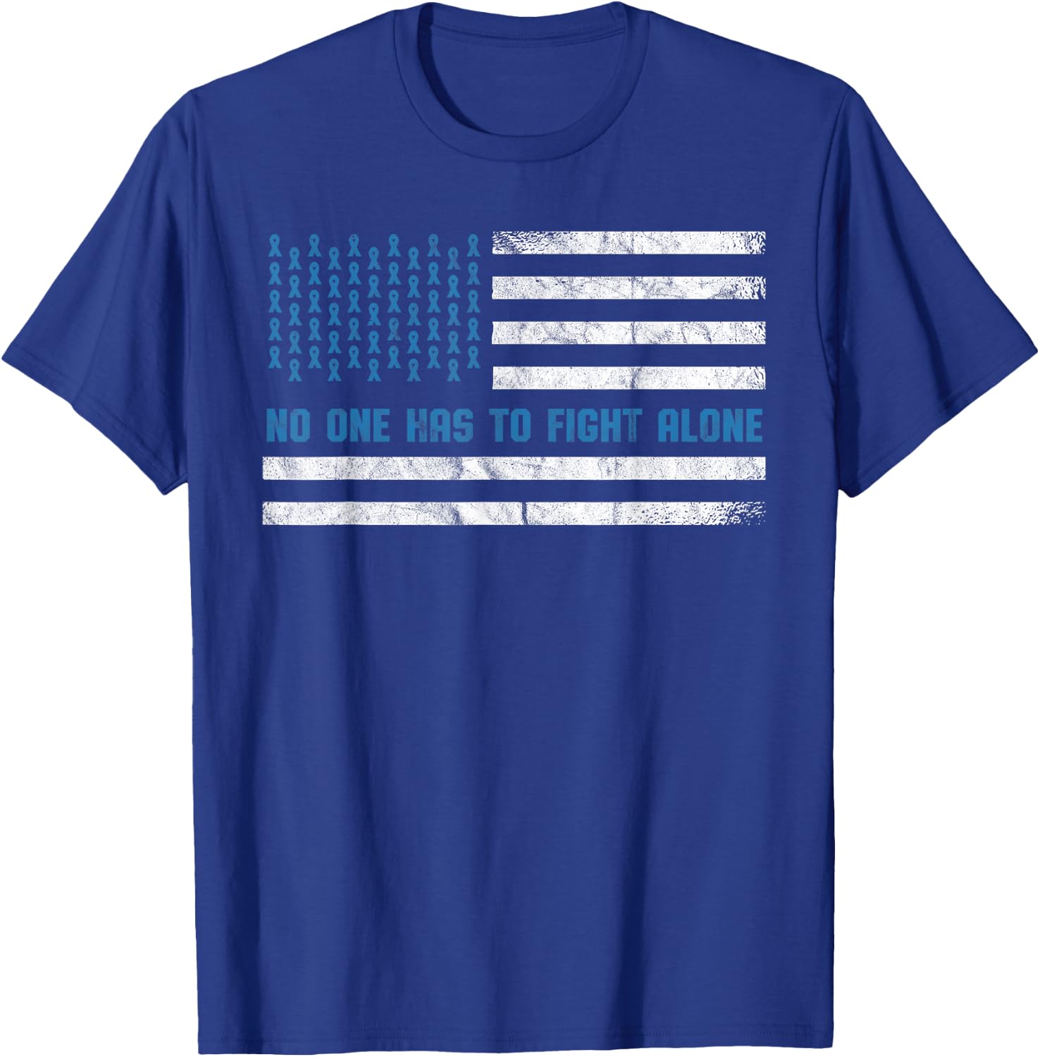 Diabetes Awareness No One Has To Fight Alone American Flag T-Shirt - T-Shirt | Royal