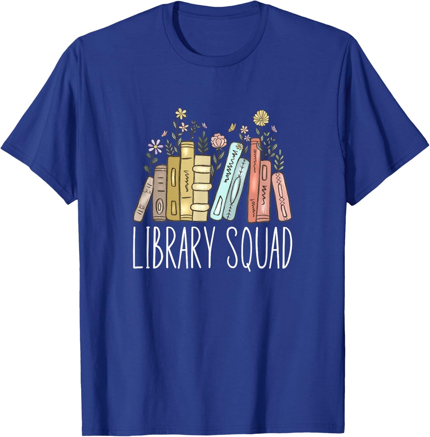Book Worm Shop Library Squad - Black, -Adults/Kids, Short Sleeve, Modern, Letter Print, , Classic Fit, Pull On, Imported T-Shirt - T-Shirt | Royal
