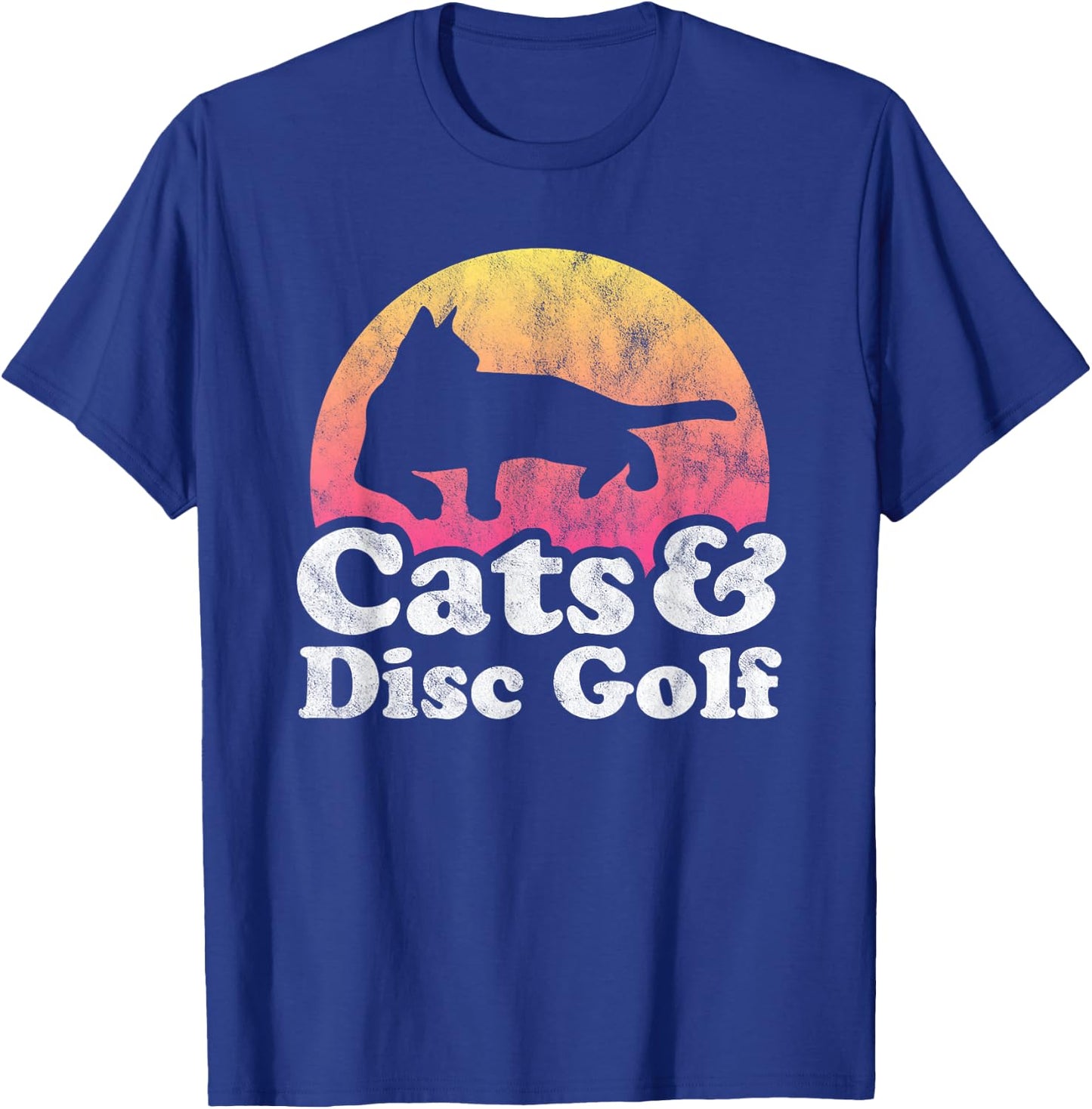 Cats and Disc Golf Men's or Women's Cat T-Shirt - T-Shirt | Royal