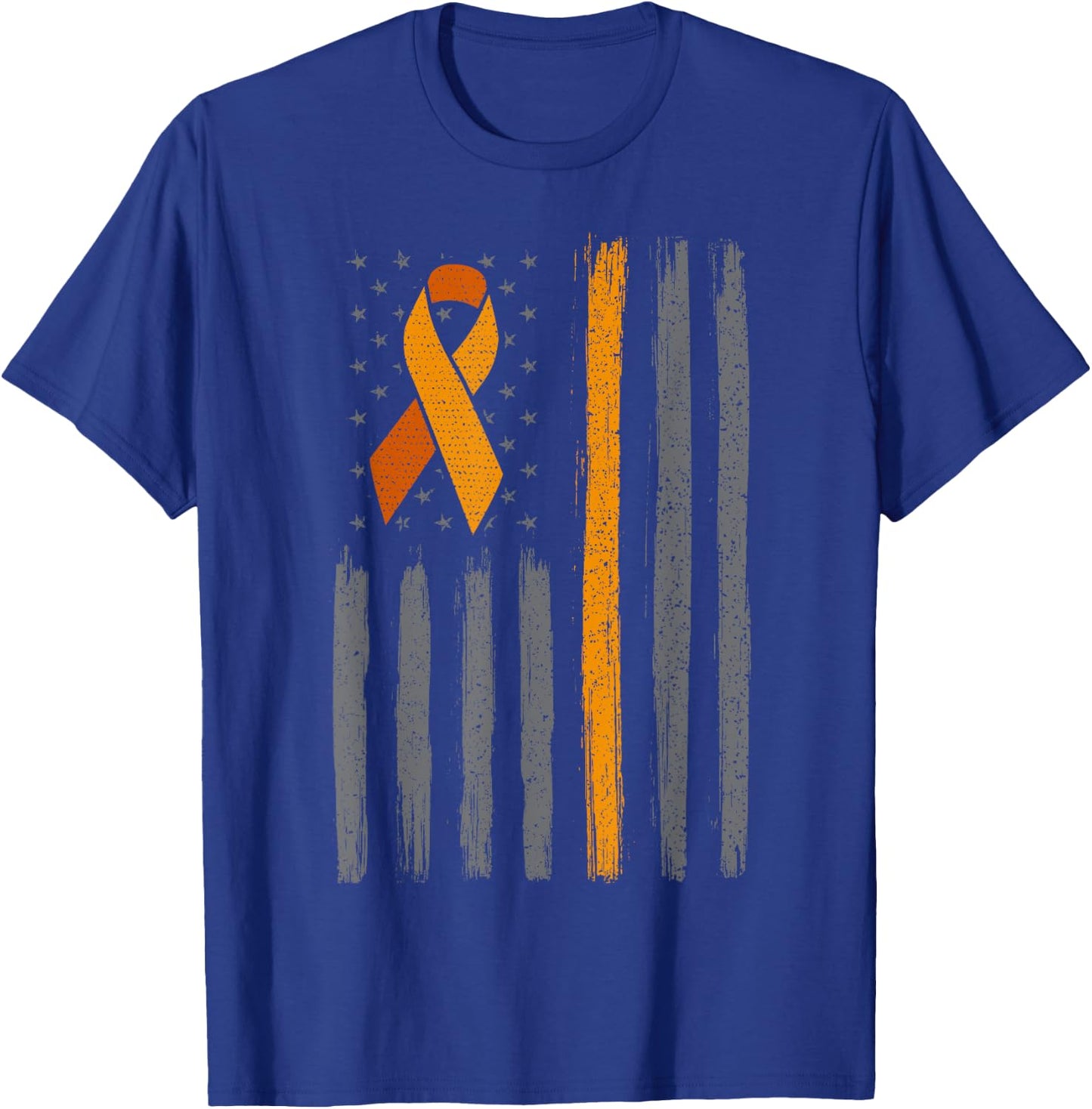 Orange ribbon flag leukemia blood cancer awareness T-Shirt - T-Shirt | Royal