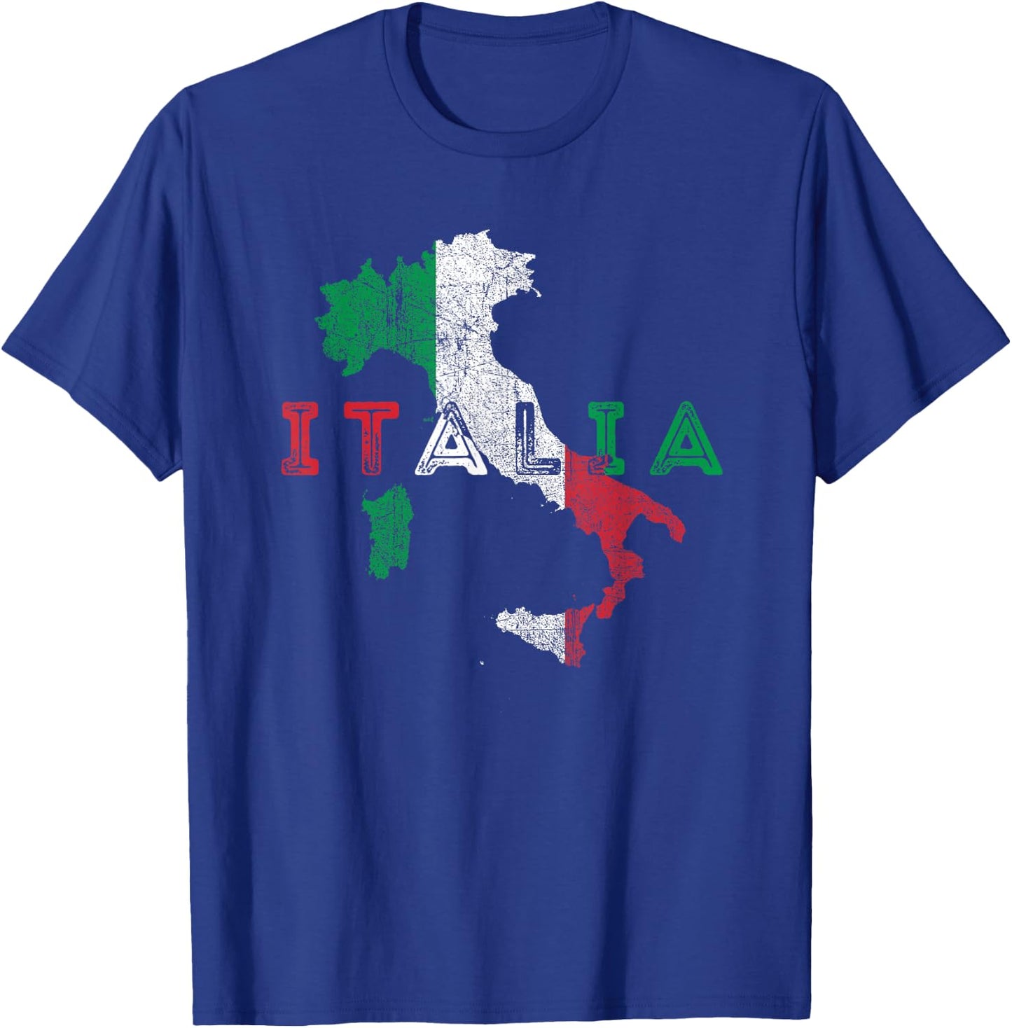 Italy Map and Flag Souvenir - Distressed Italia T-Shirt - T-Shirt | Royal