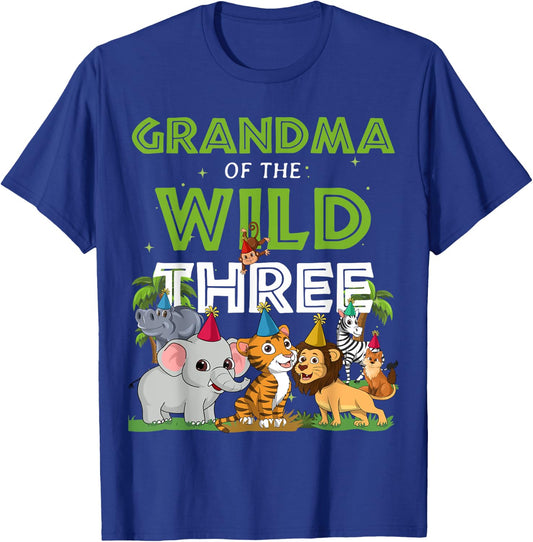 Grandma of the Wild Three Zoo Birthday Safari Jungle Animal T-Shirt - T-Shirt | Royal