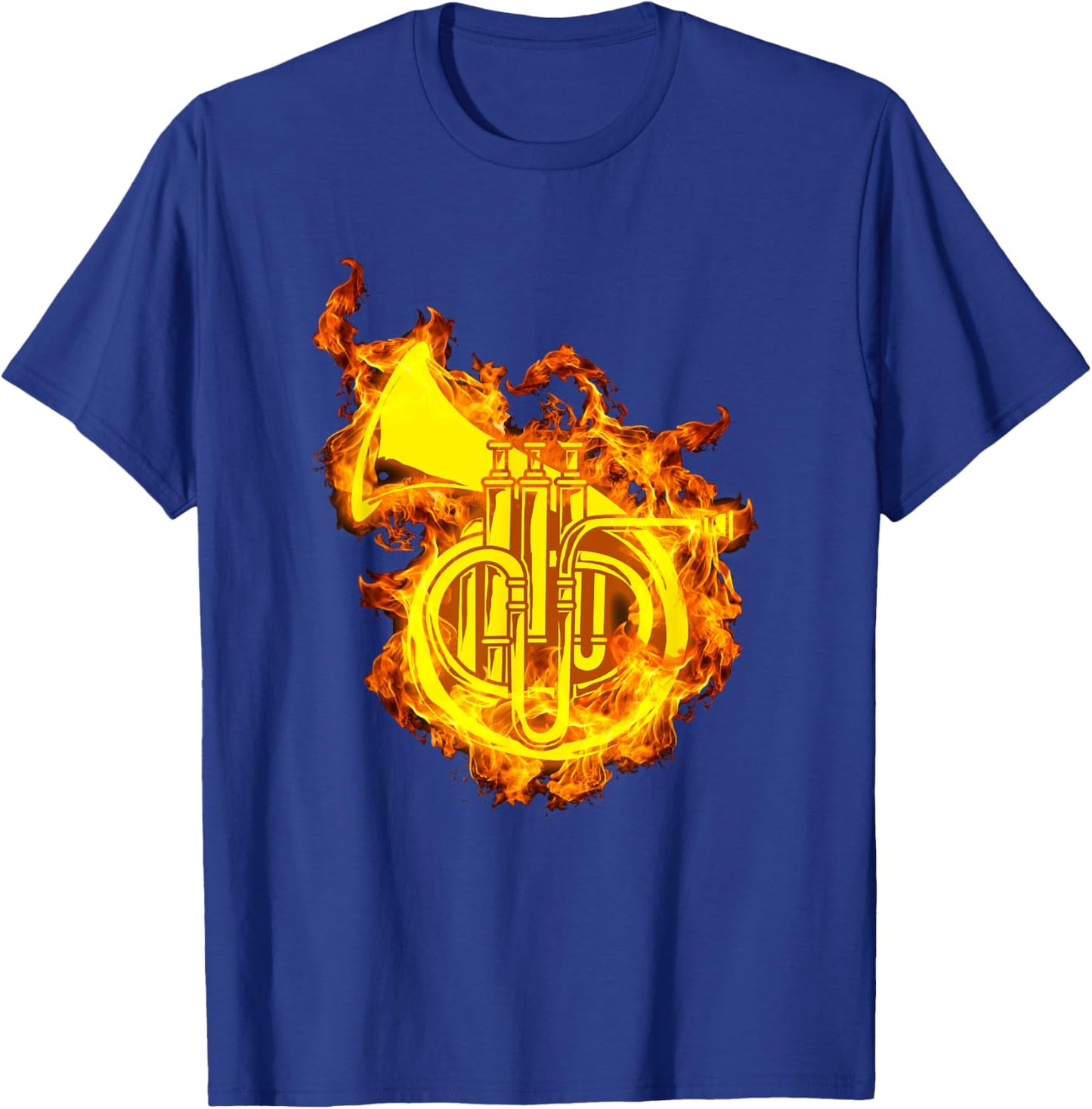 French Horn In Flames Gift Horn Lover T-Shirt - T-Shirt | Royal