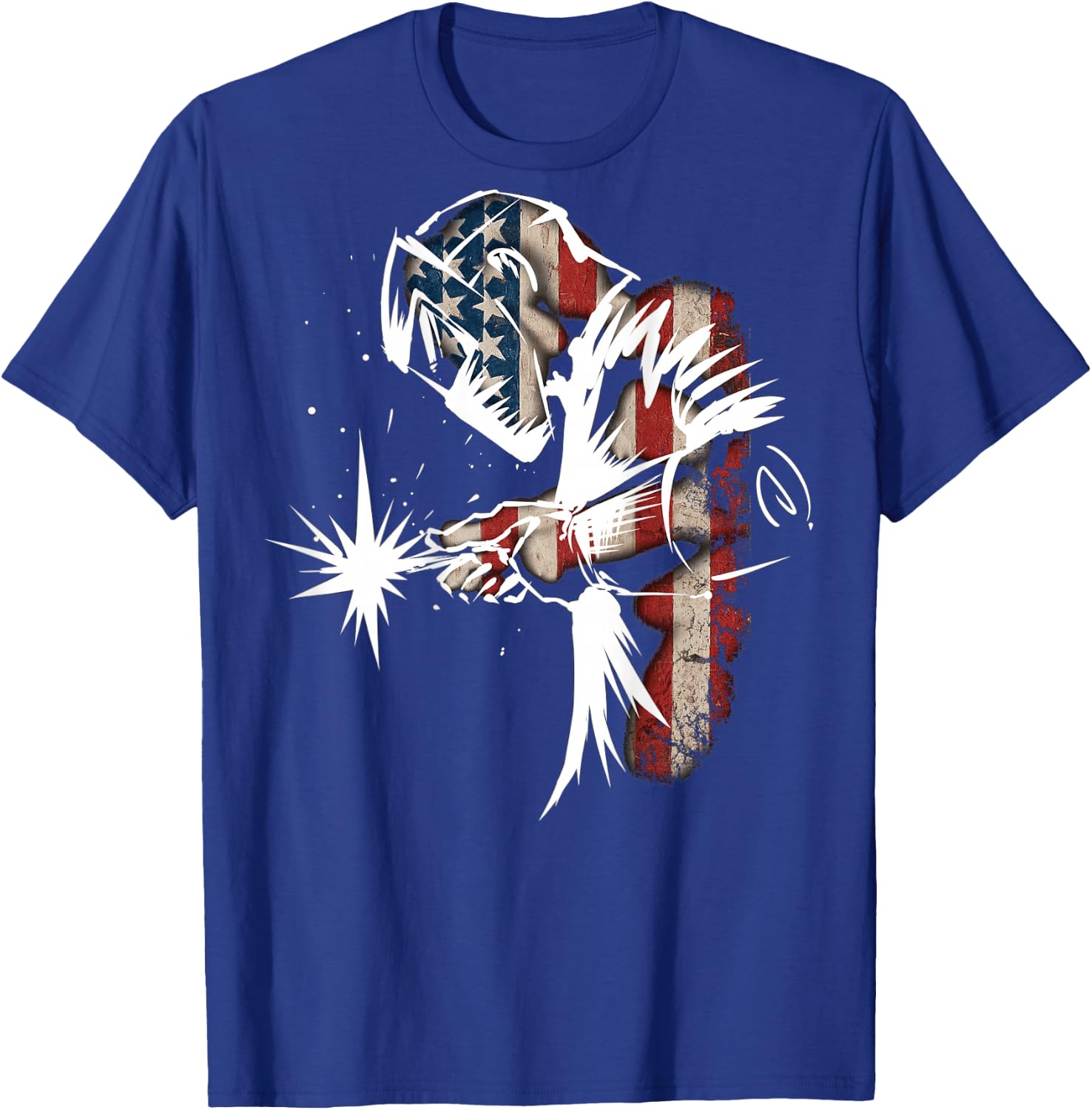Welder American Flag USA Patriotic Welder Gift print on back T-Shirt - T-Shirt | Royal