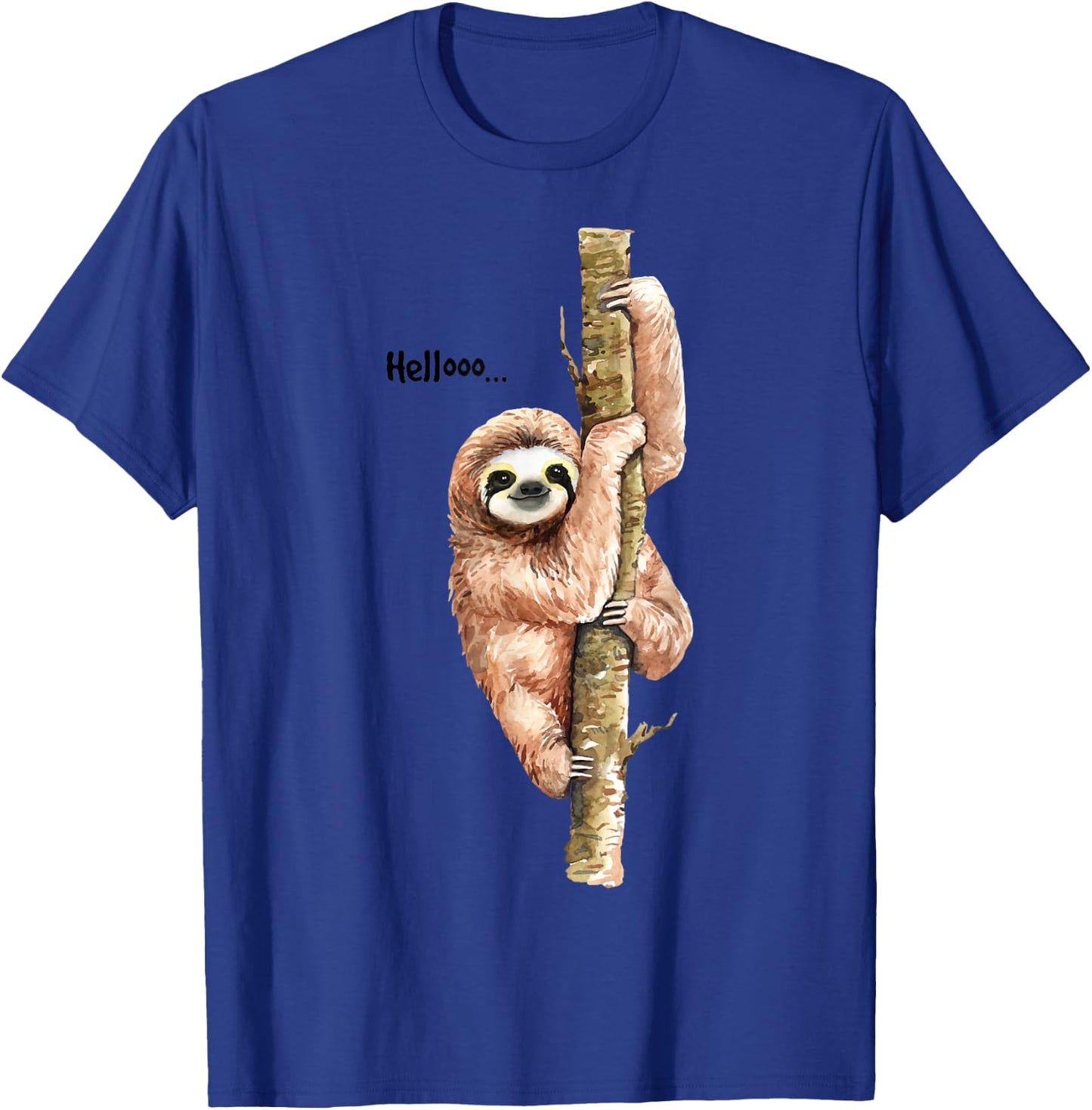 Sloth Hello Watercolor T-Shirt - T-Shirt | Royal