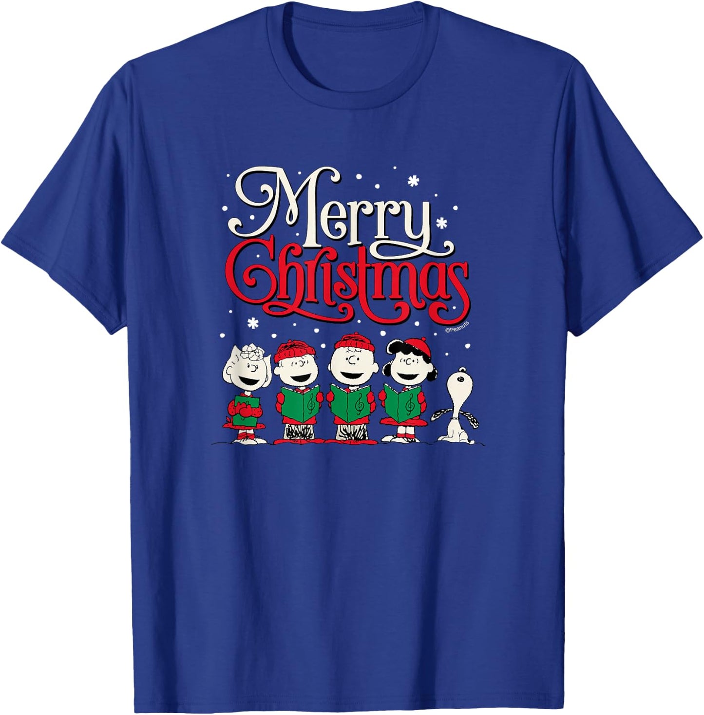 Peanuts - Snoopy Charlie Linus Sally Merry Christmas Choir T-Shirt - T-Shirt | Royal