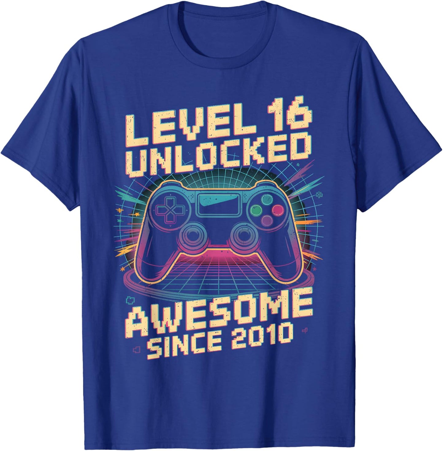 16 Year Old Boy Level 16 Gamer 2010 16th Birthday Party Gift T-Shirt - T-Shirt | Royal
