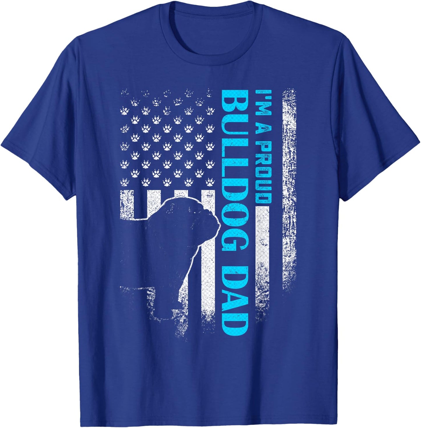 Vintage USA American Flag I'm A Proud English Bulldog Dad T-Shirt - T-Shirt | Royal