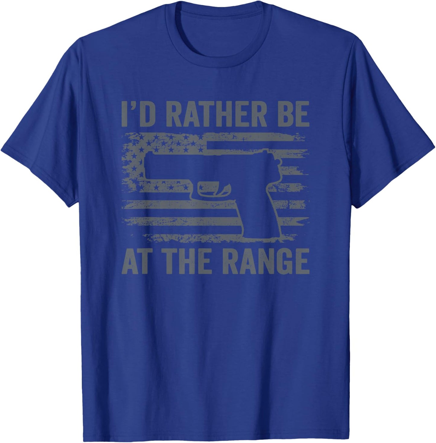 I'd Rather Be At The Gun Range - Pistol USA Flag Funny Gun T-Shirt - T-Shirt | Royal