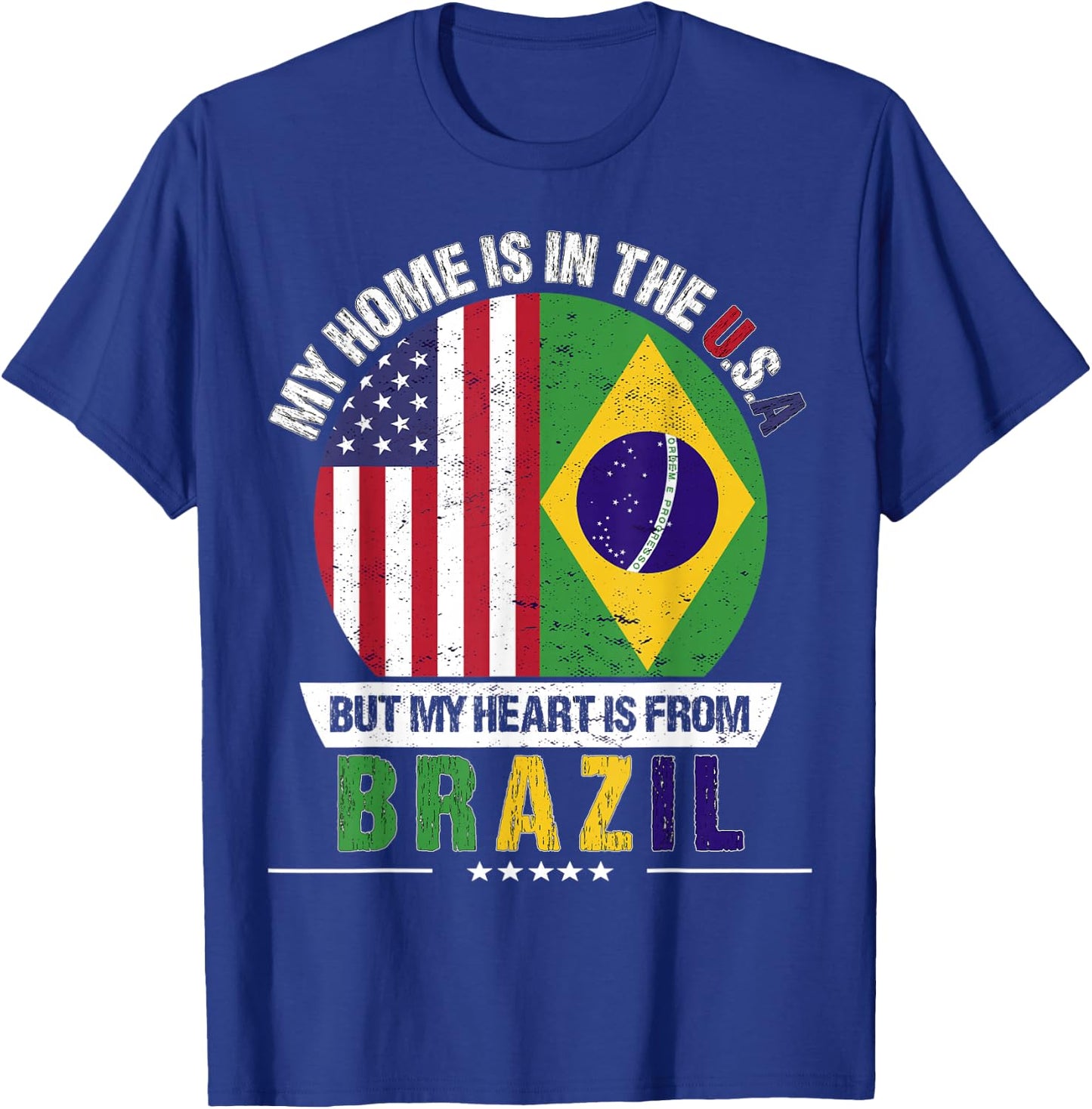 Brazilian American Patriot Heart is from Brazil Grown T-Shirt - T-Shirt | Royal
