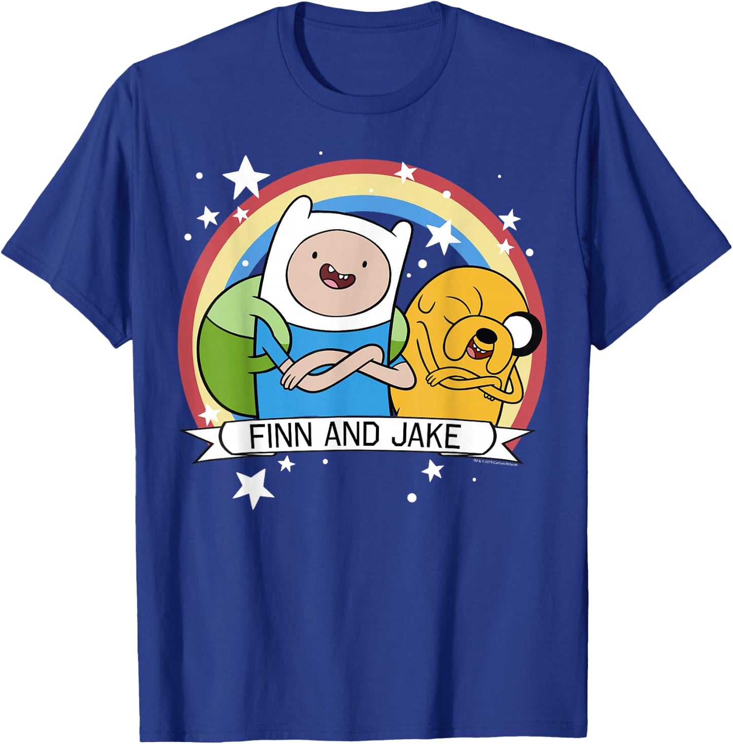 CN Adventure Time Finn and Jake Rainbow Stars Portrait T-Shirt - T-Shirt | Royal