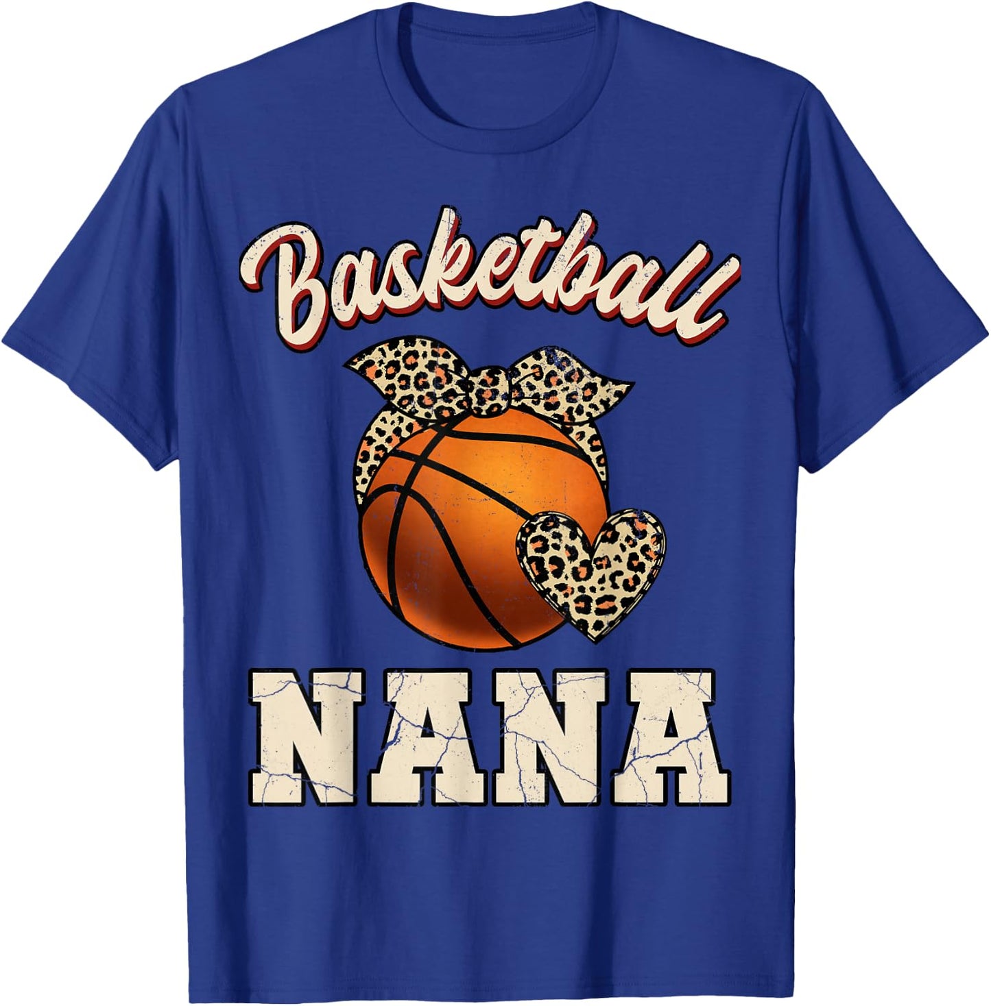 Basketball Nana Bandana Leopard Heart Fans Mother's Day T-Shirt - T-Shirt | Royal