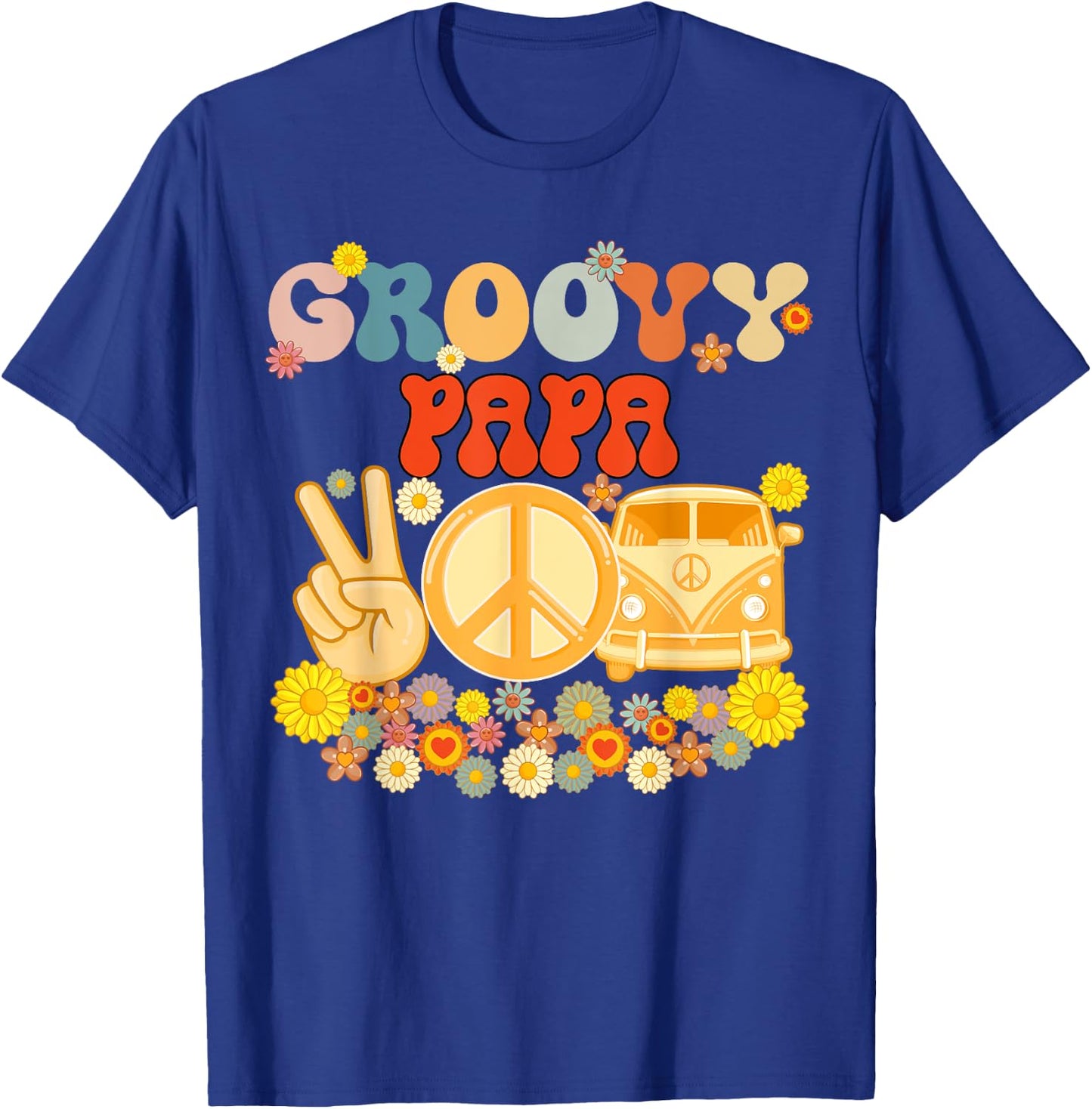 Groovy Papa Retro Matching Family Baby Shower Father's Day T-Shirt - T-Shirt | Royal