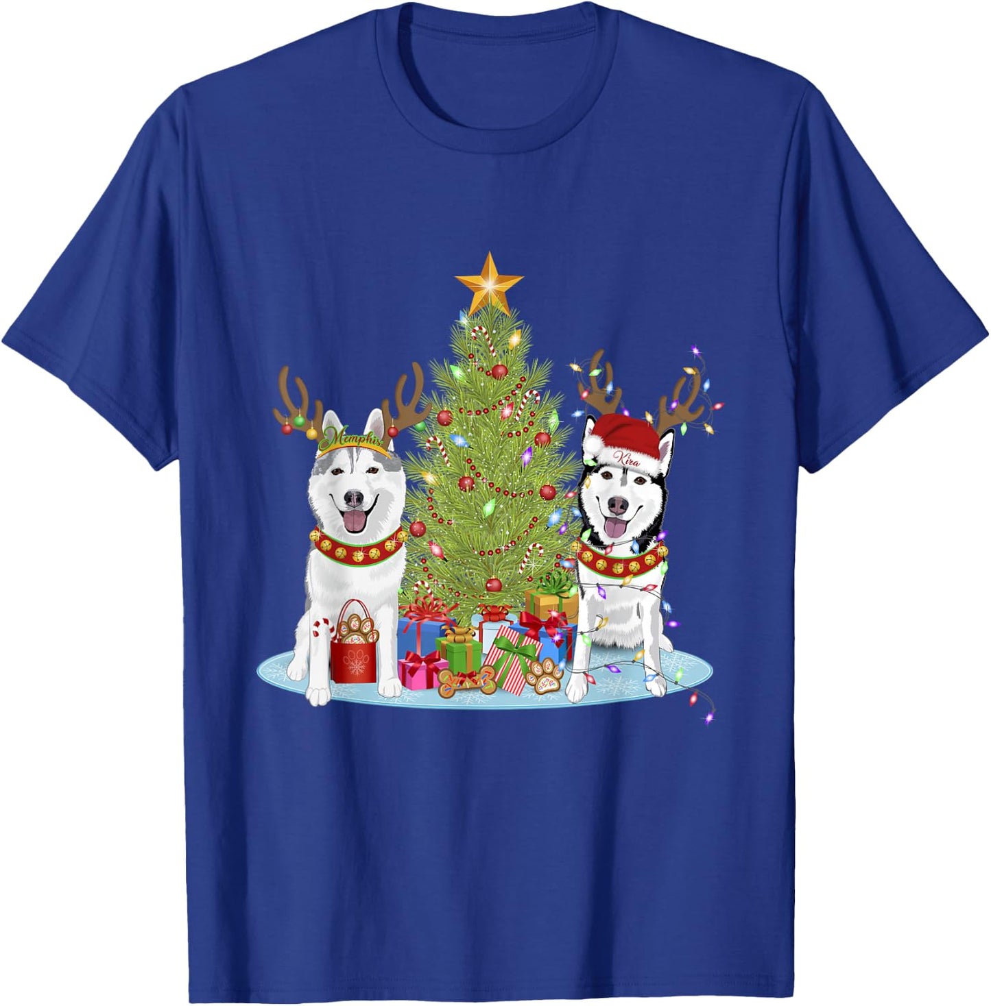 Siberian Husky Christmas Tree with Presents T-Shirt - T-Shirt | Royal