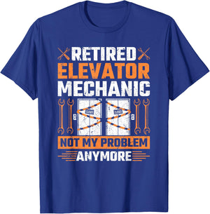 Retired Elevator Mechanic Elevator Technician Inspector T-Shirt - T-Shirt | Royal