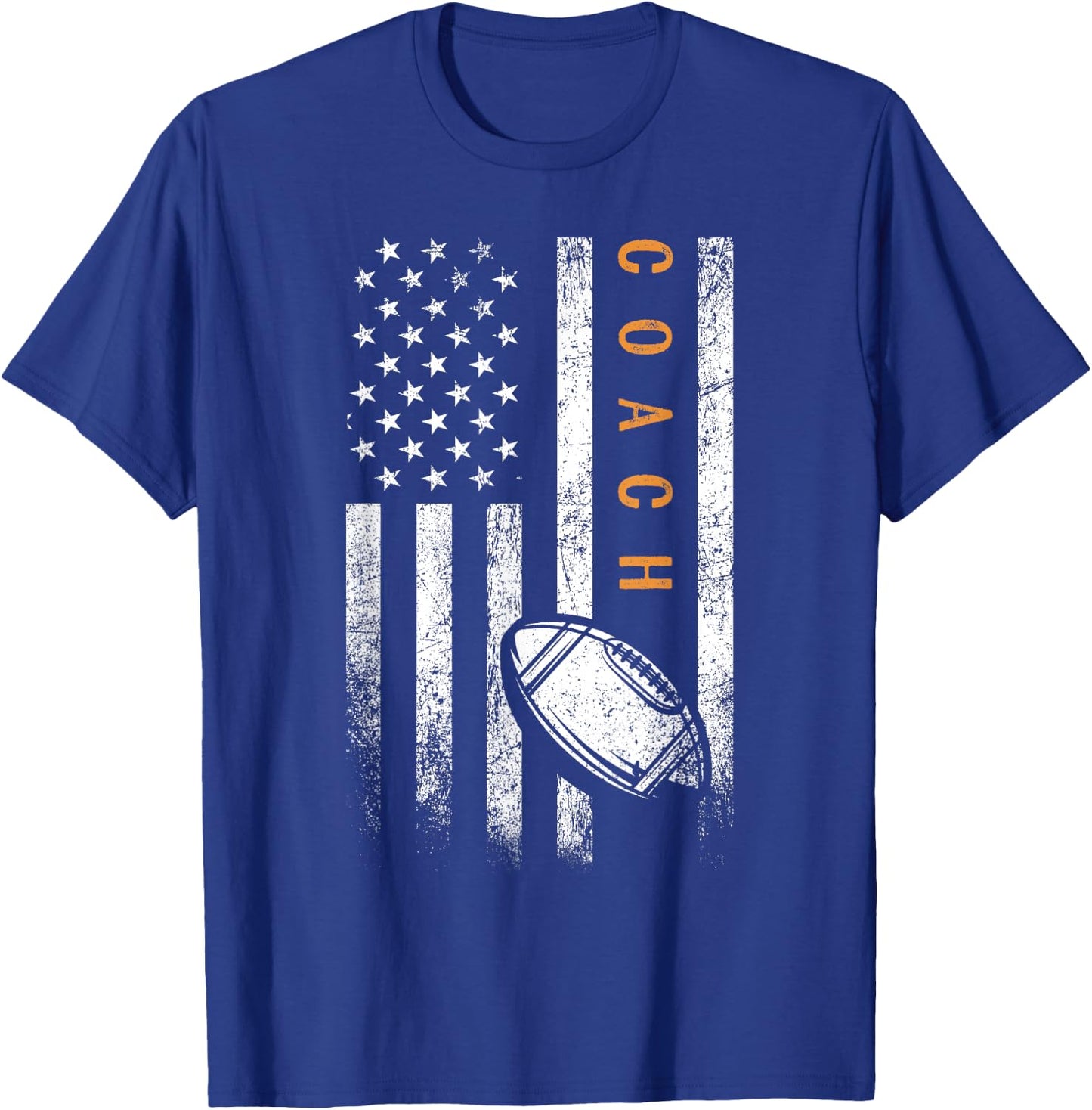 Football Coach American Flag Football Trainer Coaching T-Shirt - T-Shirt | Royal