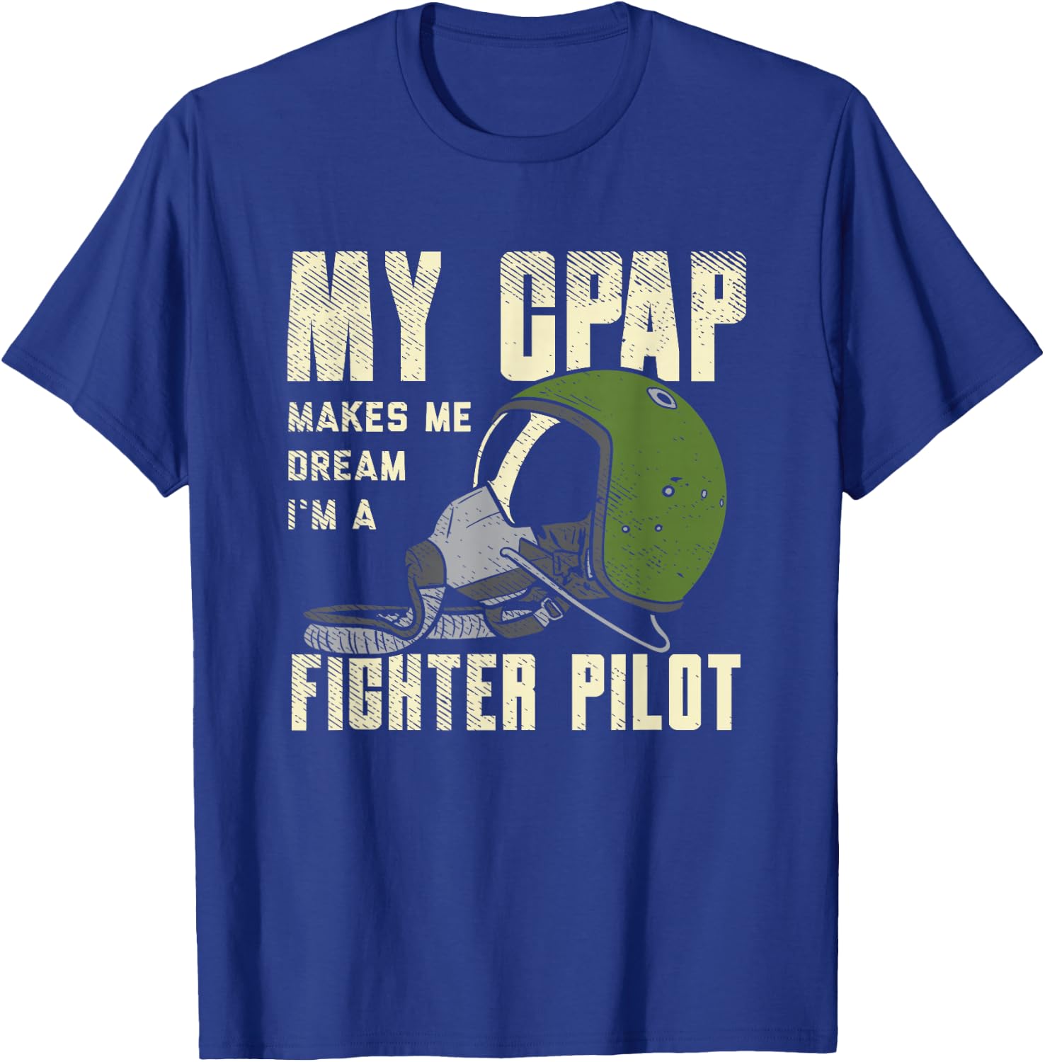 Snoring, CPAP as a fighter pilot mask funny Gift T-Shirt - T-Shirt | Royal