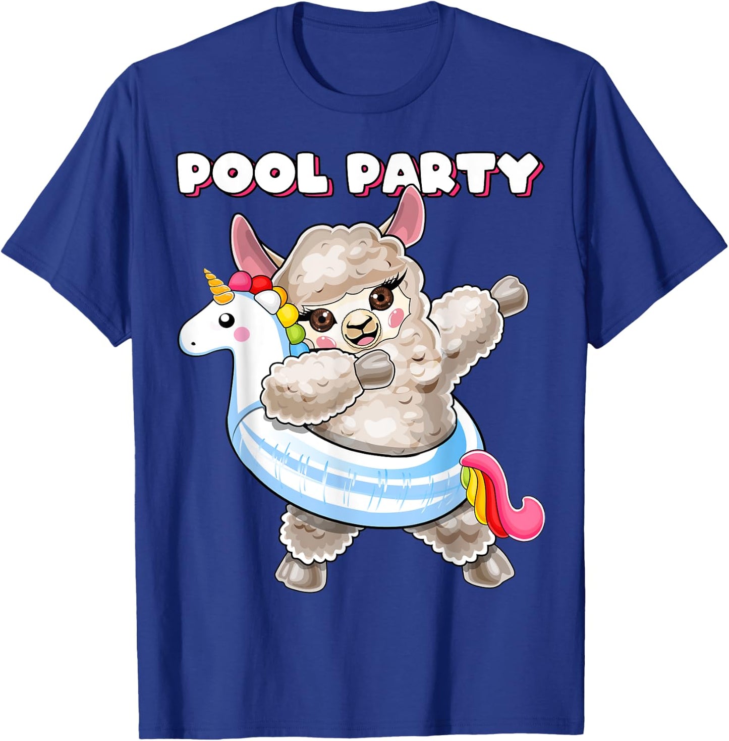 Pool Party Unicorn Float Dabbing Llama Girls Women Summer T-Shirt - T-Shirt | Royal