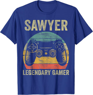Personalized Legendary Gamer Shirt Sawyer Name Video Gamer T-Shirt - T-Shirt | Royal