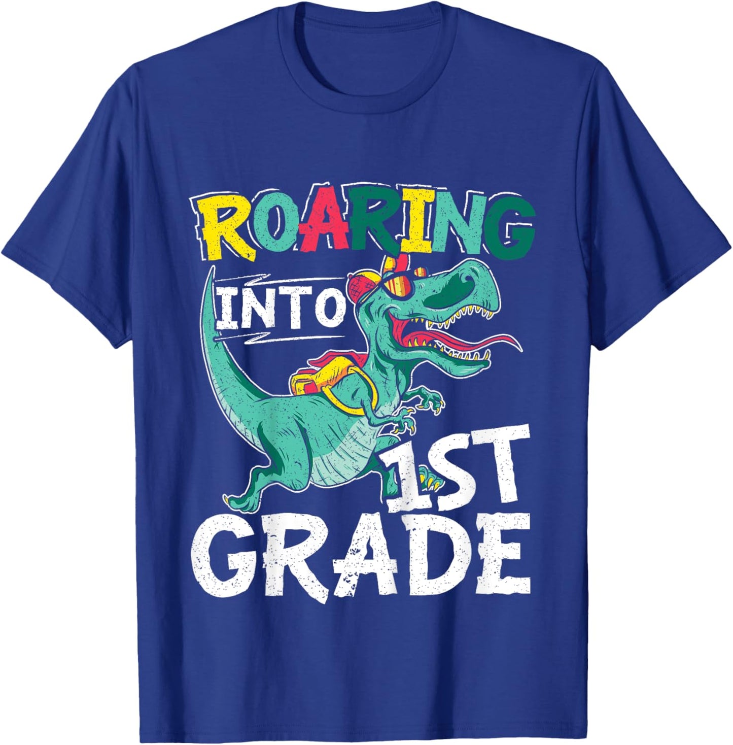 Kids Roaring Into 1st Grade First Day Of School Back To School T-Shirt - T-Shirt | Royal