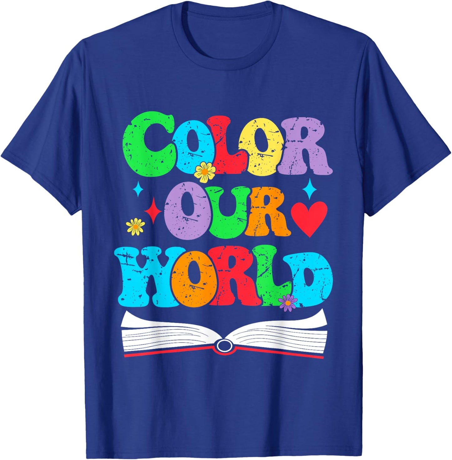 Color Our World Summer Reading 2025 Boho Wildflower Book T-Shirt - T-Shirt | Royal
