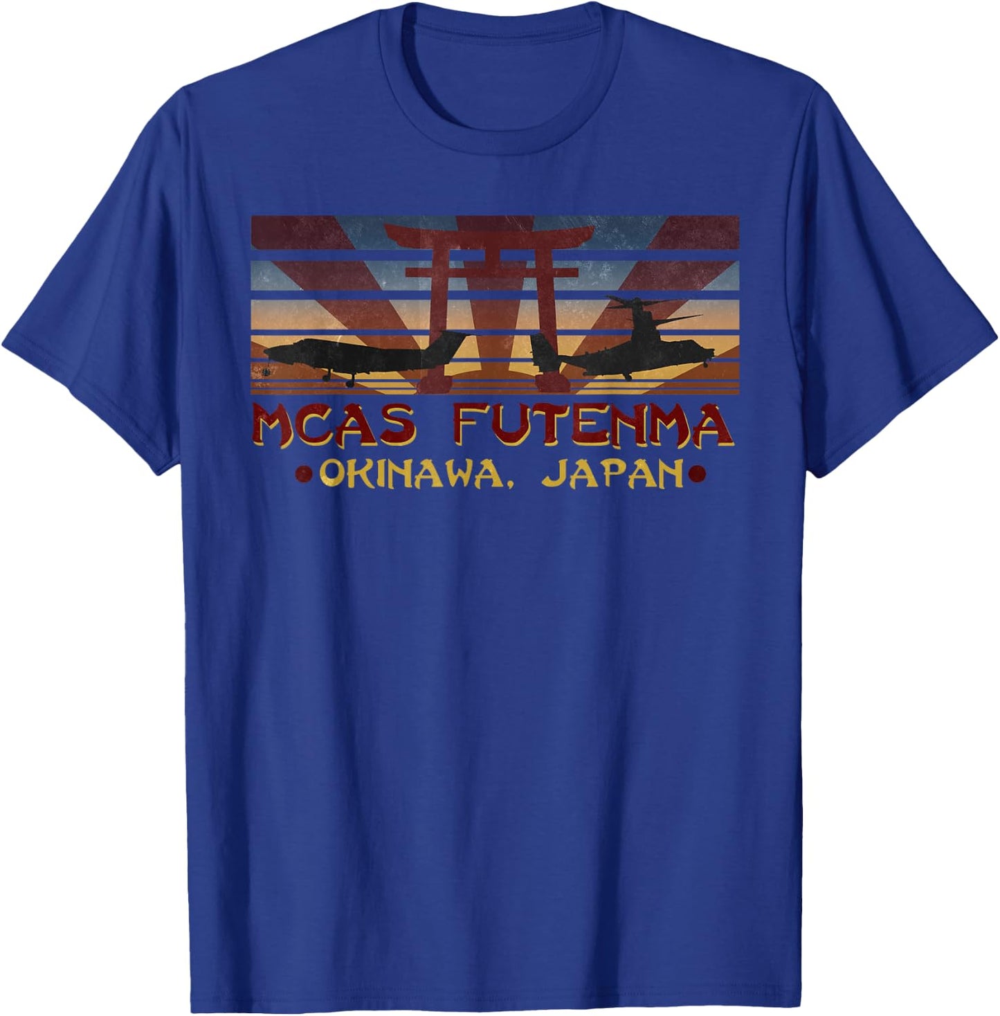 MCAS Futenma, Okinawa Japan Vintage Retro Military T-Shirt - T-Shirt | Royal