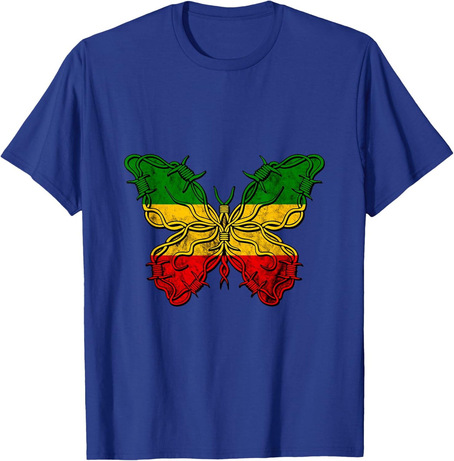 Reggae Butterfly Rasta Jamaica Rastafari Roots Jamaican T-Shirt - T-Shirt | Royal