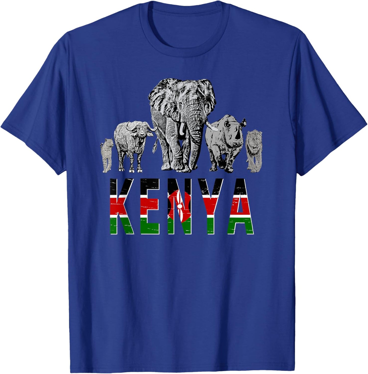 Big Five Kenya Pride Wildlife Artwork for Kenya Fans T-Shirt - T-Shirt | Royal