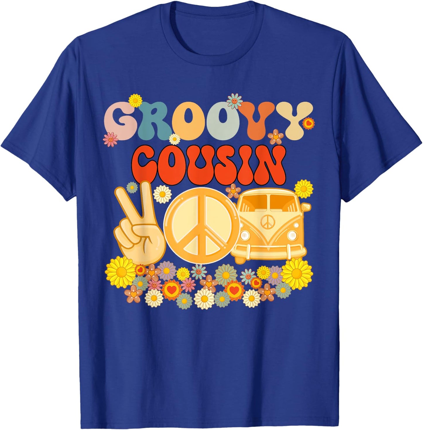 Groovy Cousin Retro Matching Family Baby Shower Father's Day T-Shirt - T-Shirt | Royal