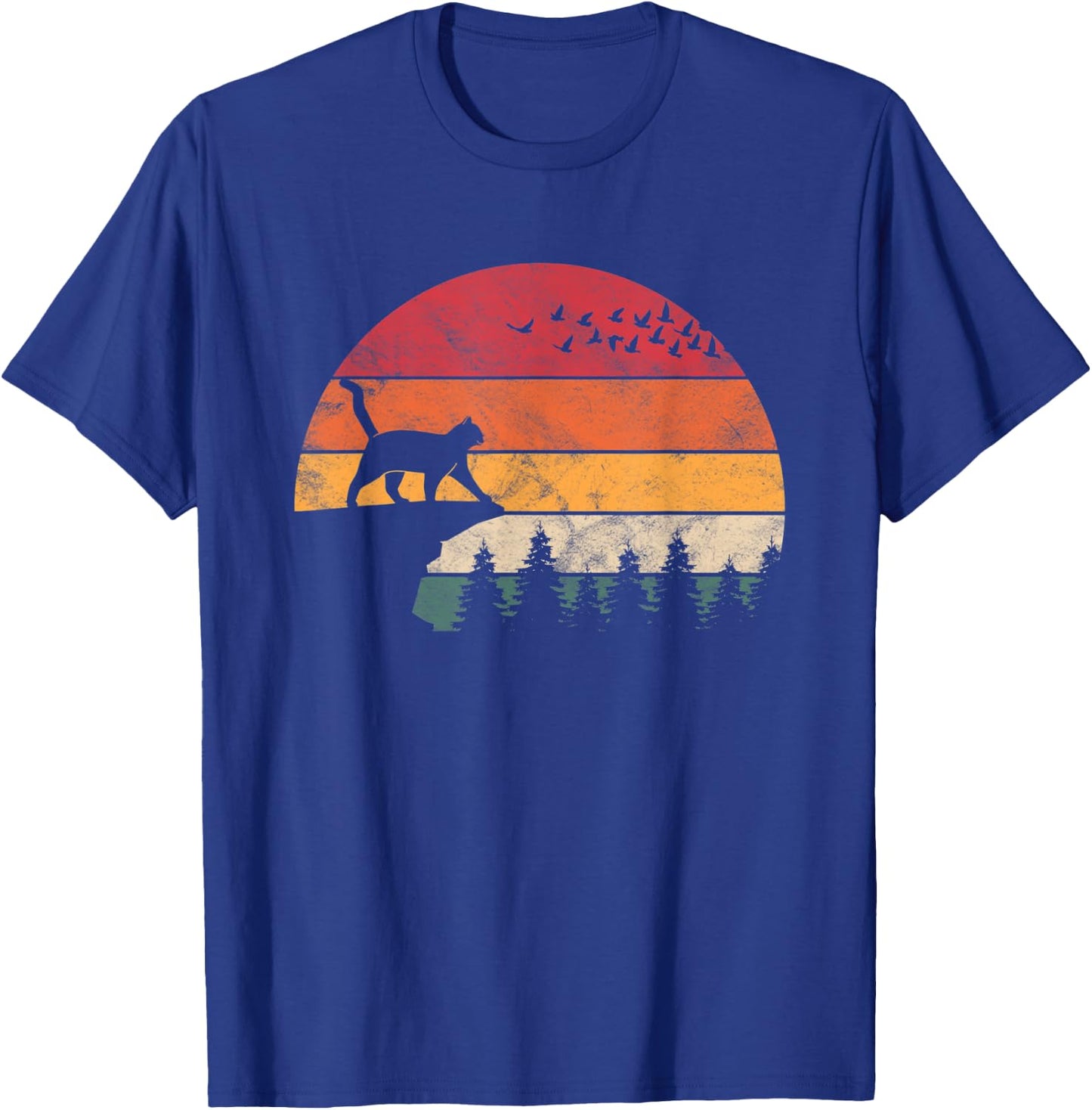 Cat Retro Sunset Cat Lover T-Shirt - T-Shirt | Royal
