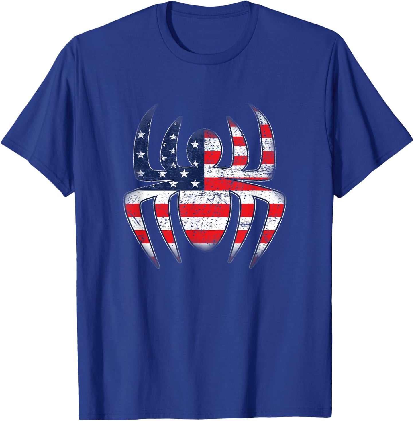 Kids Spider American Flag Cool 4th of July Vintage Graphic T-Shirt - T-Shirt | Royal