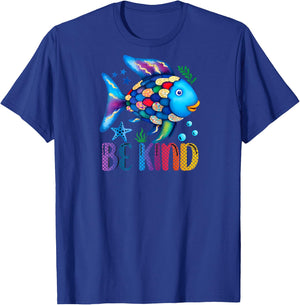 Kids Be Kind Rainbow Scale Fish Teacher Reading Book Toddler Raglan Baseball T-Shirt - T-Shirt | Royal