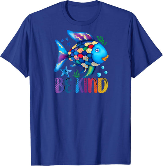 Kids Be Kind Rainbow Scale Fish Teacher Reading Book Toddler Raglan Baseball T-Shirt - T-Shirt | Royal