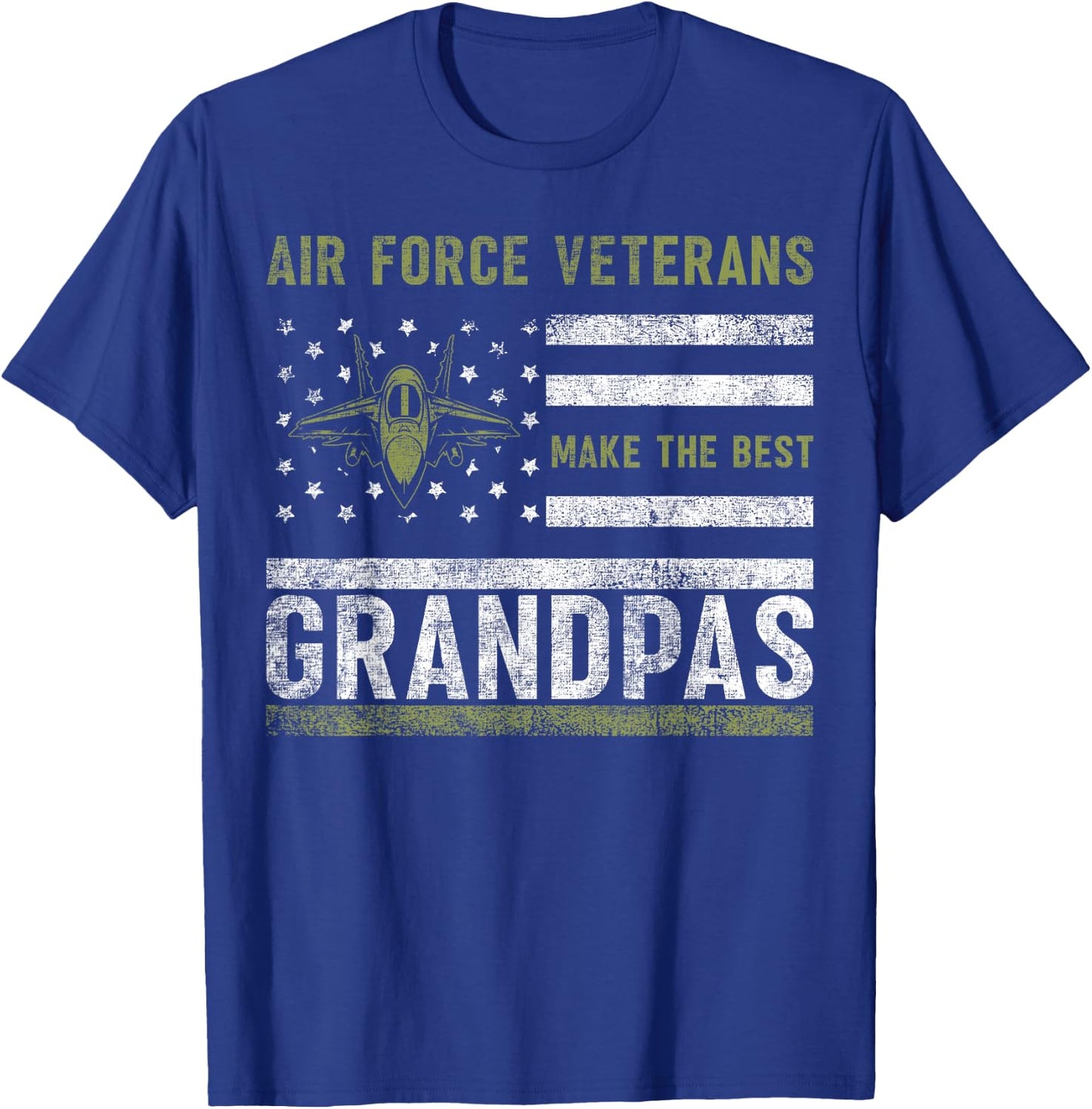 Air Force Veterans Make The Best Grandpas Memorial USA Flag T-Shirt - T-Shirt | Royal
