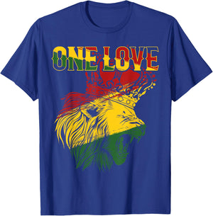 One Love Rasta Lion Jamaican Pride Reggae African T-Shirt - T-Shirt | Royal