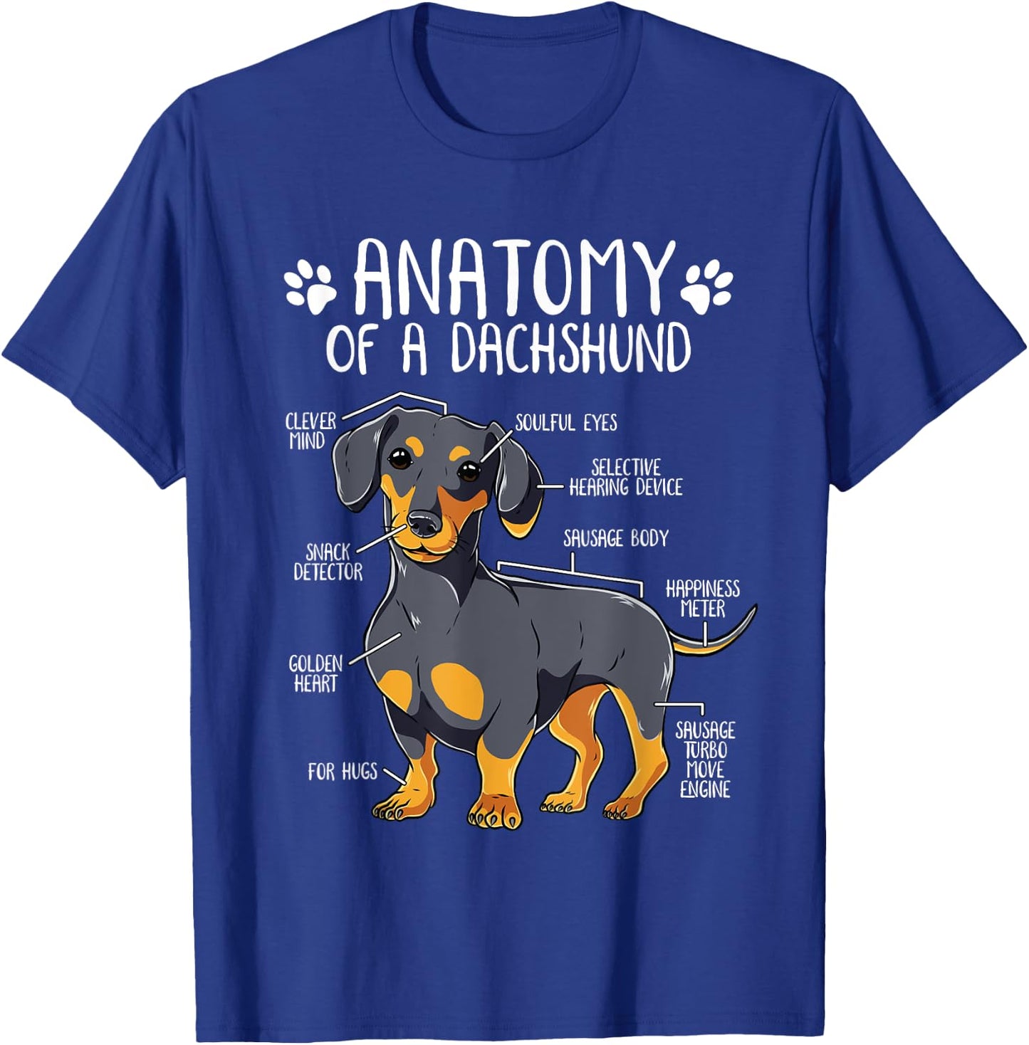 Funny Anatomy Dachshund Wiener Dog Cute Doxie Lover T-Shirt - T-Shirt | Royal