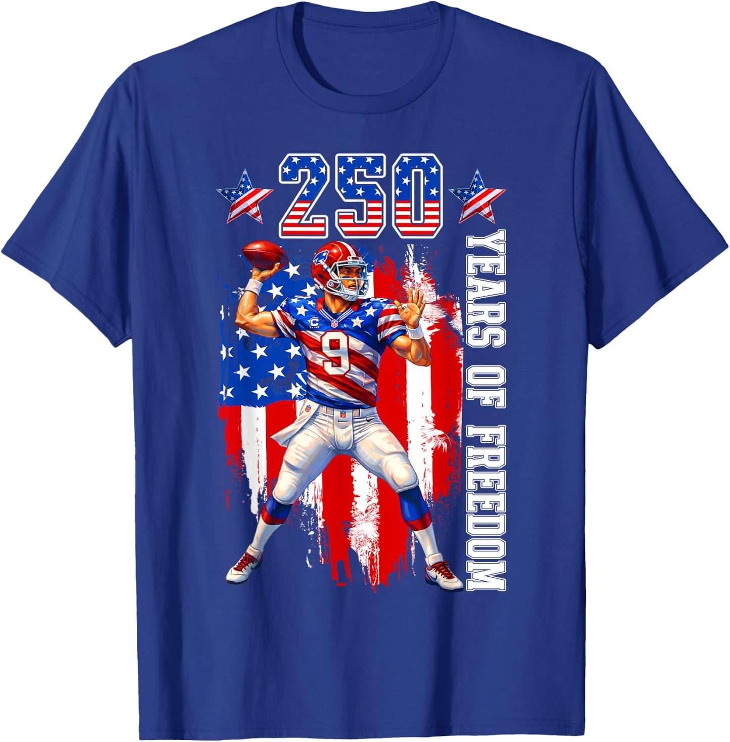250th Anniversary 1776 2026 Football 250th Birthday Men Boys T-Shirt - T-Shirt | Royal