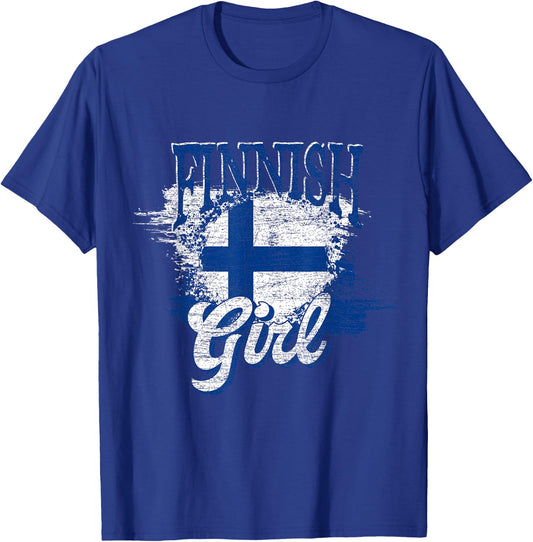 Finnish Girl Scandinavia Finnish Flag Finland T-Shirt - T-Shirt | Royal
