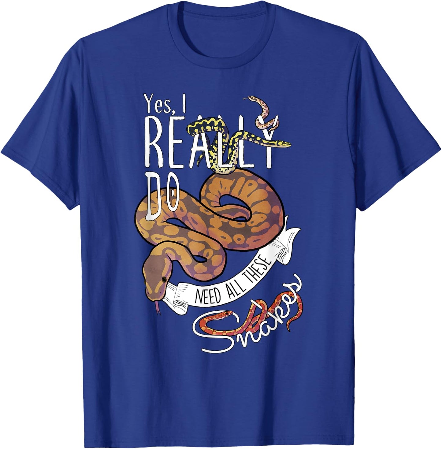 Funny Ball Python with Corn Hognose Carpet Snake Reptile T-Shirt - T-Shirt | Royal
