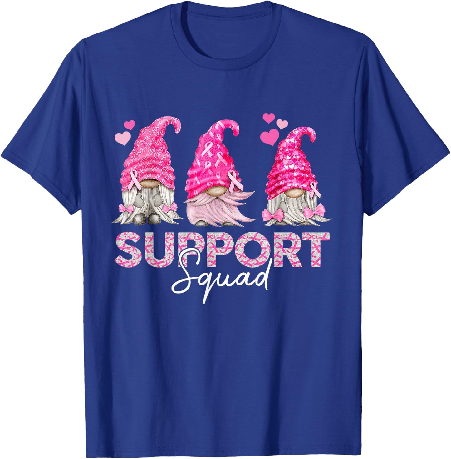Funny Gnomies Support Squad Breast Cancer Awareness Month T-Shirt - T-Shirt | Royal