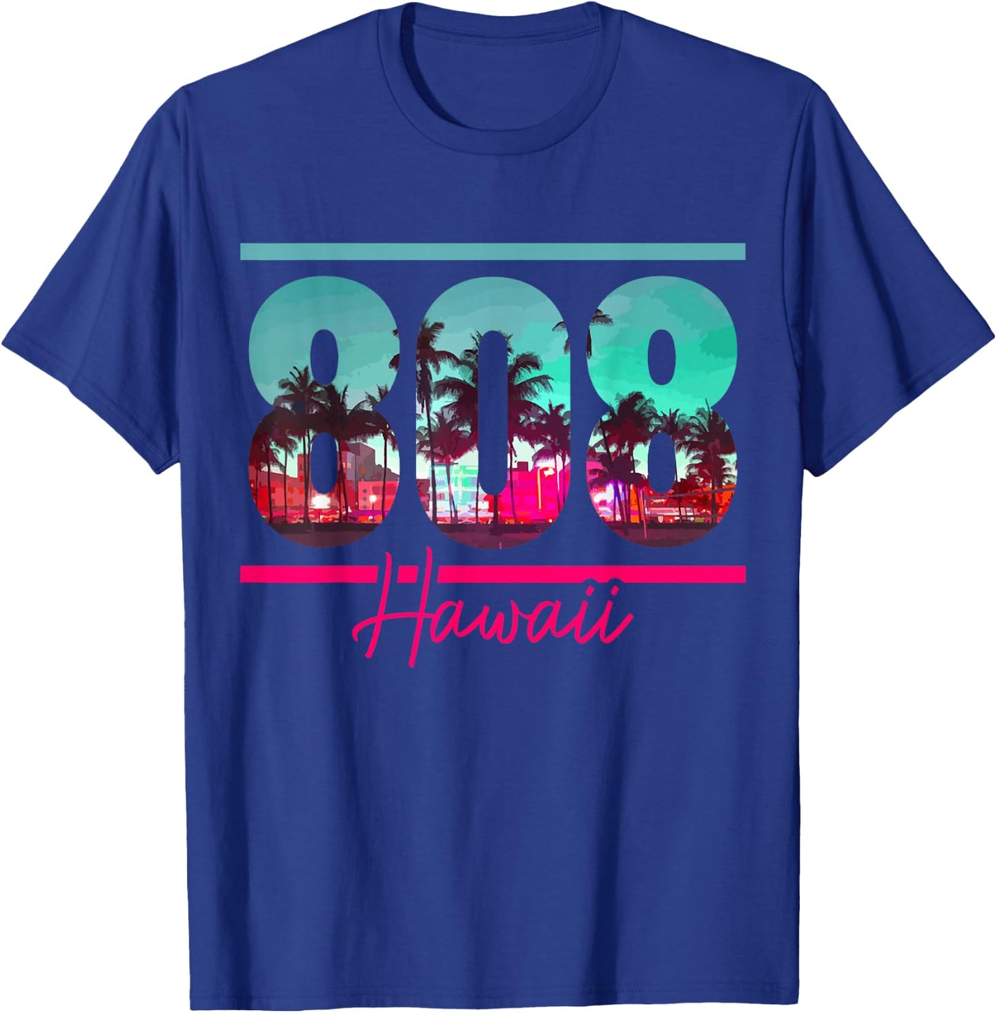 Hawaii Area Code 808 Vintage Retro Hawaiian Islands T-Shirt - T-Shirt | Royal
