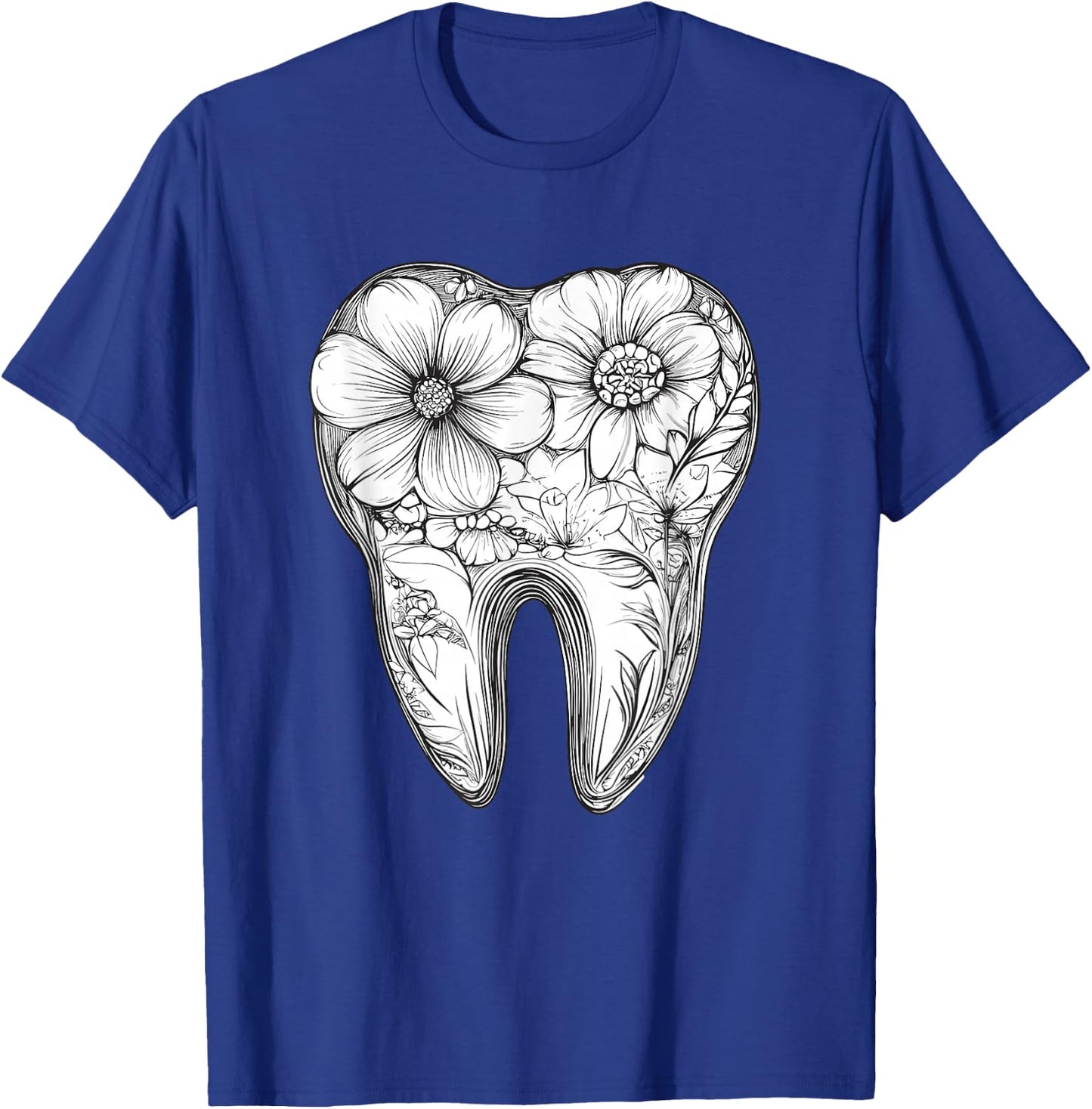 Floral Tooth with Blooming Flowers T-Shirt - T-Shirt | Royal