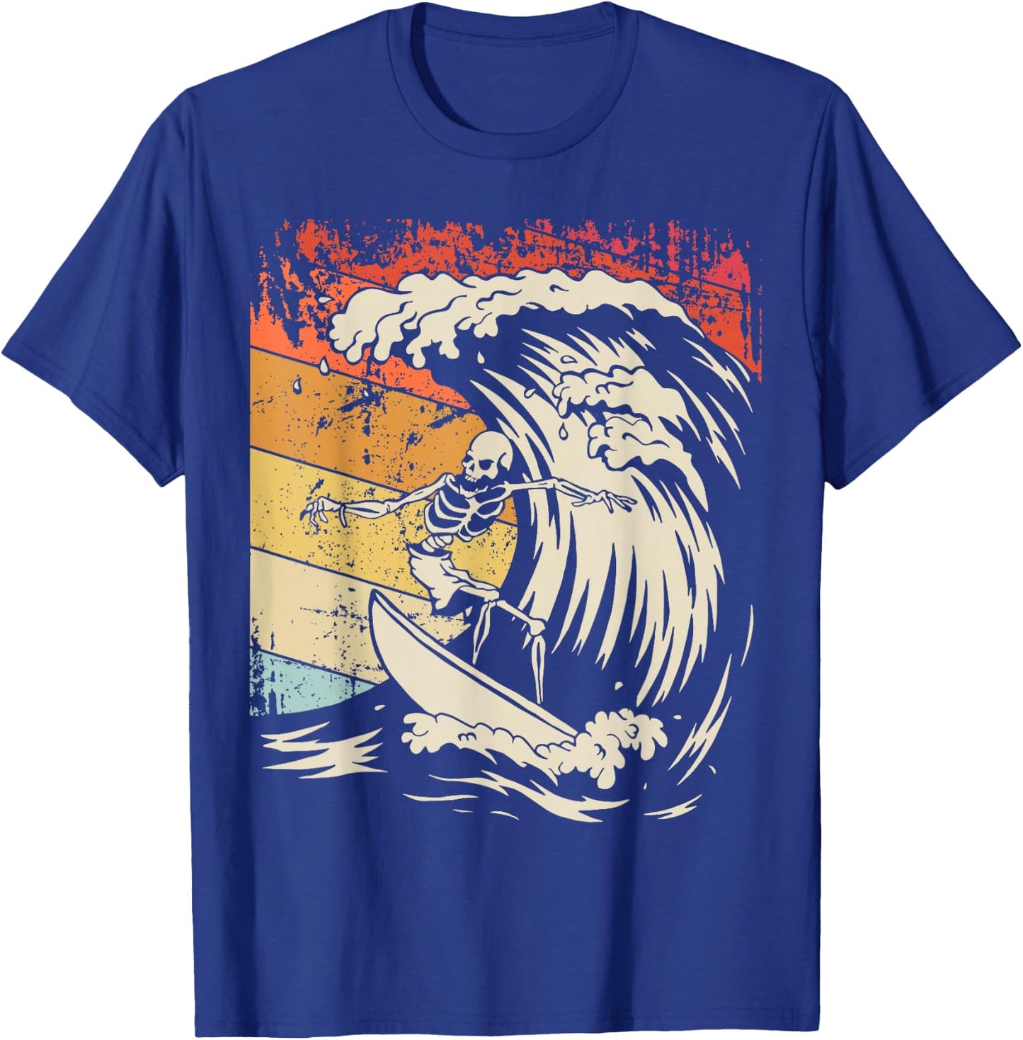 Vintage Surfing Skeleton Shirt Halloween Surfboard T-Shirt - T-Shirt | Royal