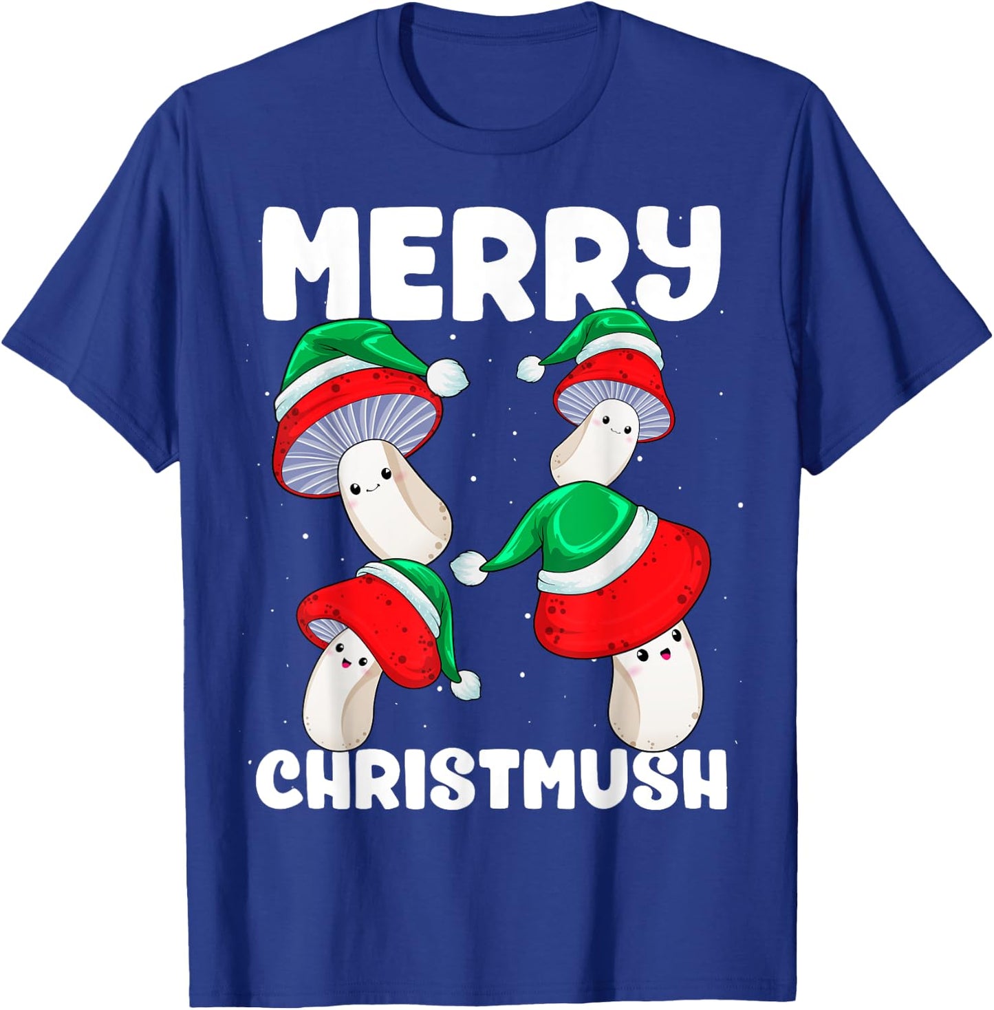 Christmas Mushrooms Merry Christmush Xmas Morels Santa Hat T-Shirt - T-Shirt | Royal