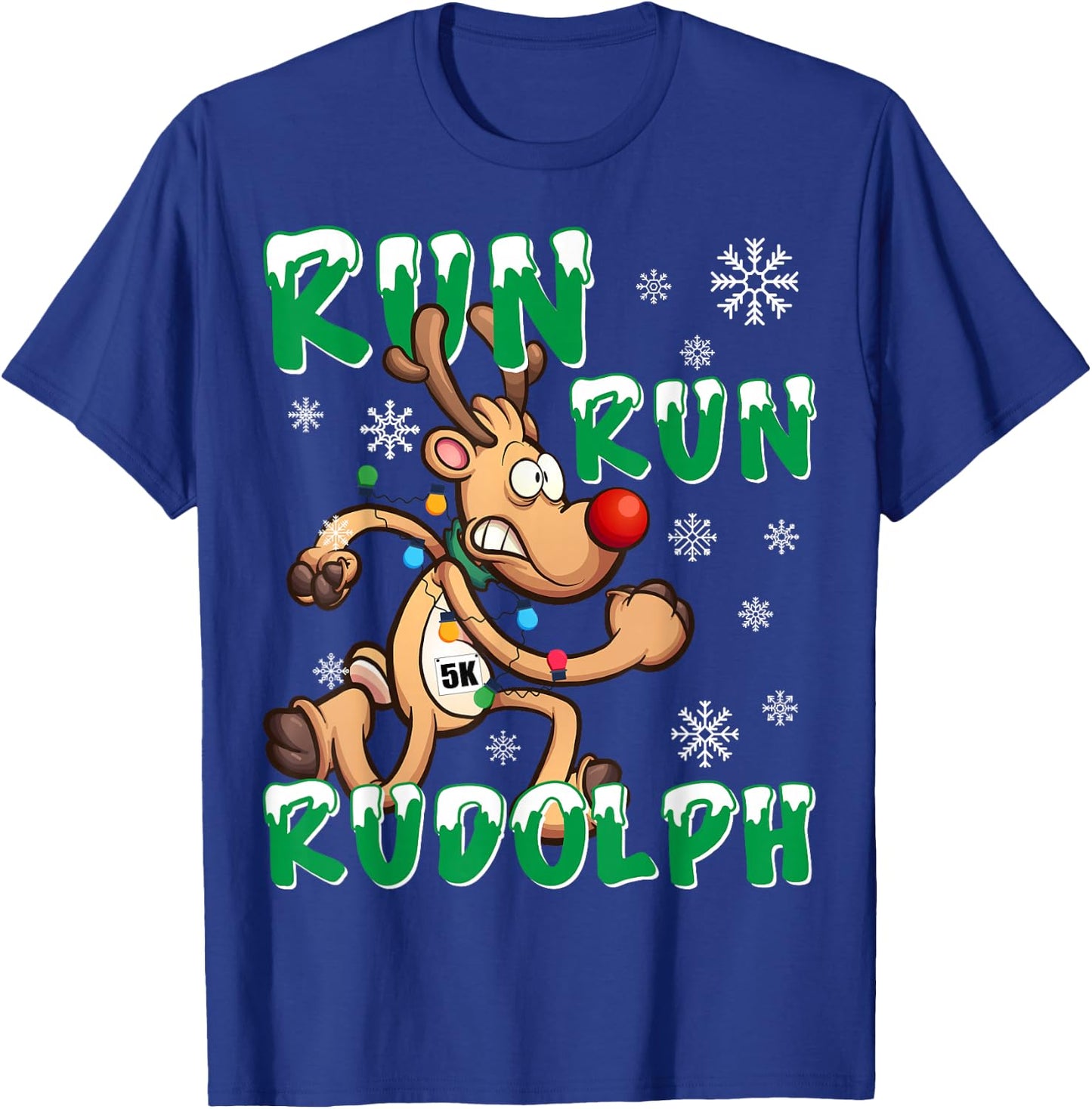 Christmas 5K Co Christmas 5K Run Rudolph Holiday Team Running Outfit T-Shirt - T-Shirt | Royal