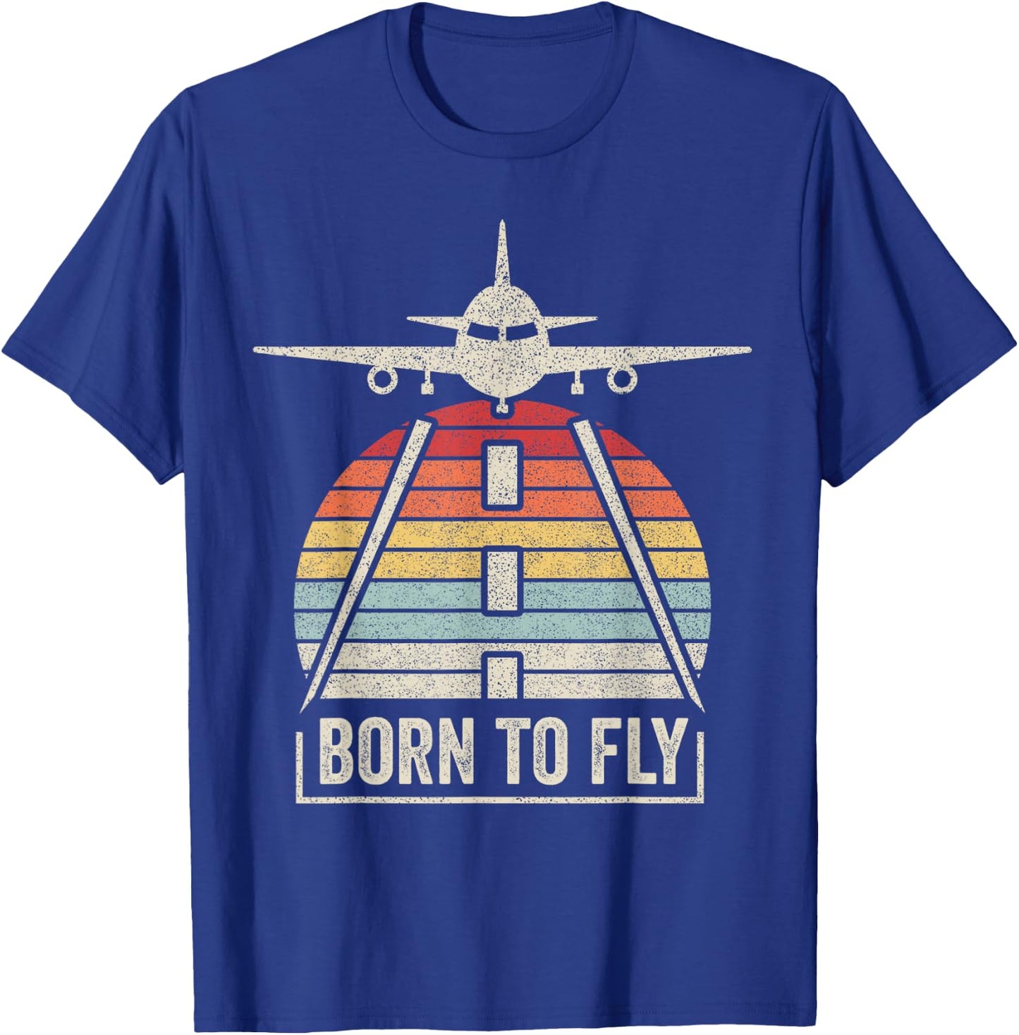 Vintage Retro Born To Fly Aviation Pilot Flying Airplane T-Shirt - T-Shirt | Royal