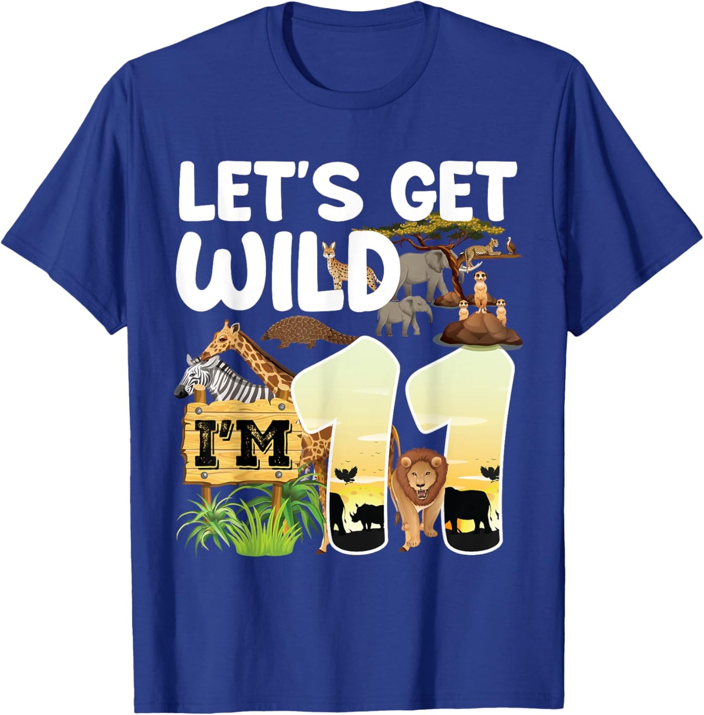 11 Year Old Zoo Birthday Safari Jungle Animal 11th B-day T-Shirt - T-Shirt | Royal