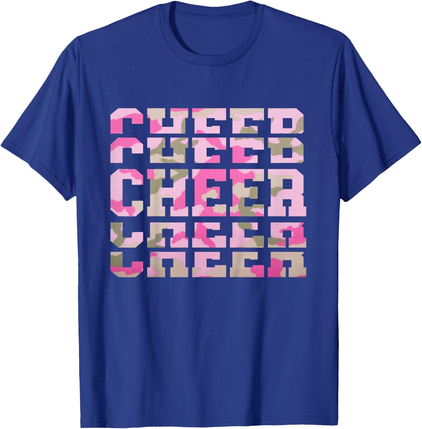 Kids Cute Camo Cheerleading for Cheerleader Squad Girl BFF Cheer T-Shirt - T-Shirt | Royal