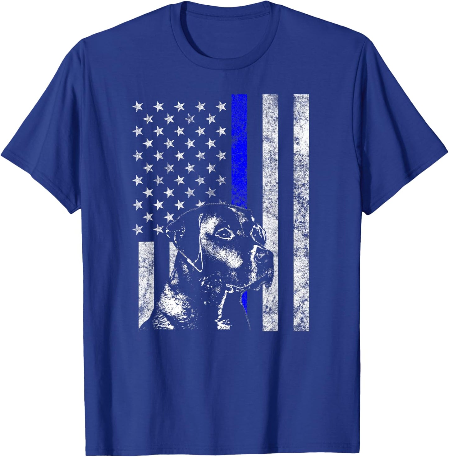 Blue Line Flag K-9 Labrador Retriever Police Dog T-Shirt - T-Shirt | Royal